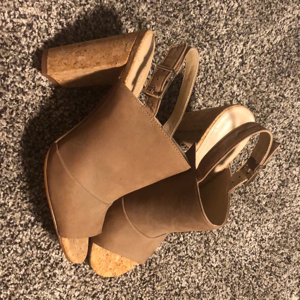 BCBG cork heeled sandals
